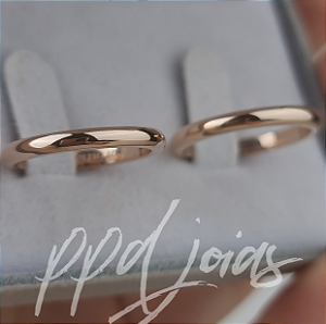 Par de Aliança Bombe (3mm) - Ouro 18k ROSE
