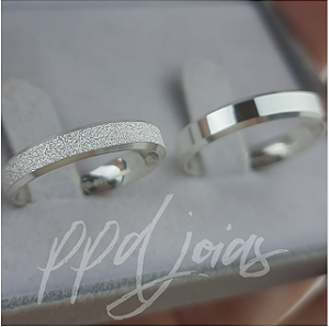 Par de Alianças Itália Mix (4mm) - Prata 950