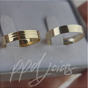 Par de Alianças Melin Mix (4mm) - Ouro 18k