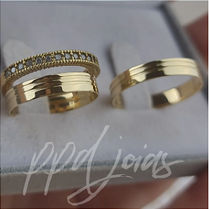 Par de Alianças Melin Mix (4mm) - Ouro 18k