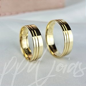 Par de Alianças Melin (5mm) - Ouro 18k