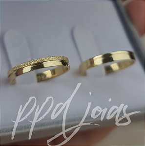 Par de Alianças Vivar Mix (3mm) - Ouro 18k