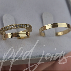 Kit casamento Vivar (3mm) - Ouro 18k