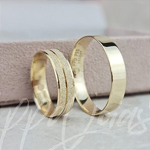 Par de Alianças Delli Mix (4,5mm) - Ouro 18k