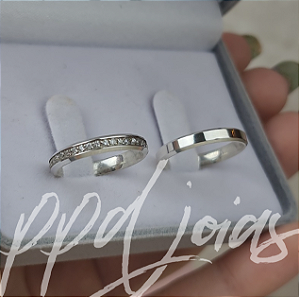 Par de Alianças Alya (3mm) - Prata 950