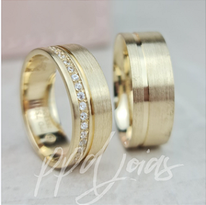 Par de Alianças Vivar Tiger (7mm) - Ouro 18k