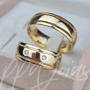 Par de Alianças Siria (7mm) - Ouro 18k