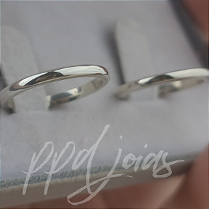 Par de Alianças Bombe (2mm) - Prata 950
