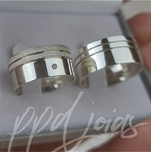 Par de Alianças Melin Amapa (10mm) - Prata 950