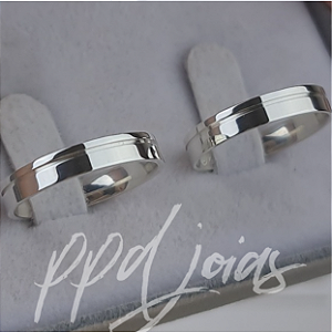 Par de Aliança Vivar (4mm) - Prata 950