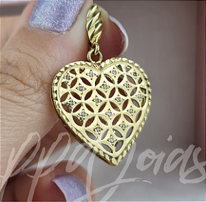 Pingente Coração Cravejado - Ouro 18k