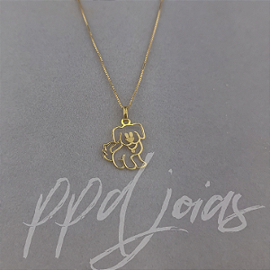 Colar e Pingente Cachorro - Ouro 18k