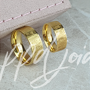 Par de Aliança Rustica (7mm) - Ouro 18k
