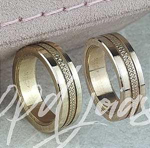 Par de Aliança Rail (6mm) - Ouro 18k