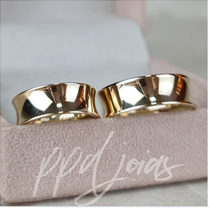 Par de Alianças Concava (8mm) Ouro 18k