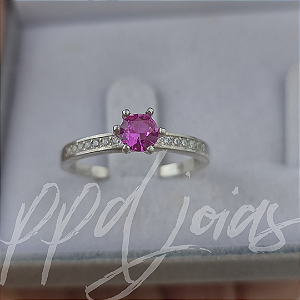 Solitário Raven Color (Rosa) - Prata 950