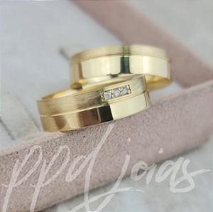 Par de Aliança Vivar Chile (6mm) - Ouro 18k