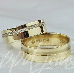Par de Alianças Universe Plus (6mm) - Ouro 18k