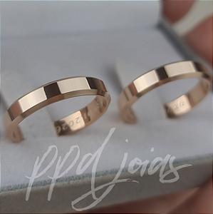 Par de Alianças Itália (4mm) - Ouro 18k ROSE