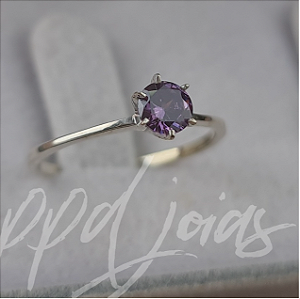 Solitário Lirio Color (Roxo) - Prata 950