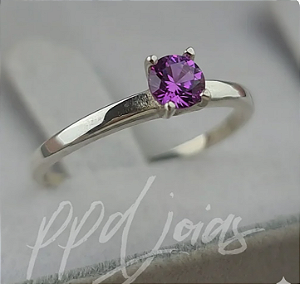 Solitário Lirio Color (Roxo) - Prata 950