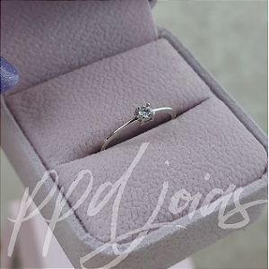 Solitário Anel de Noivado Grace- Ouro 18k BRANCO