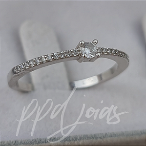 Solitário Anel de Noivado Inglaterra - Ouro 18k BRANCO