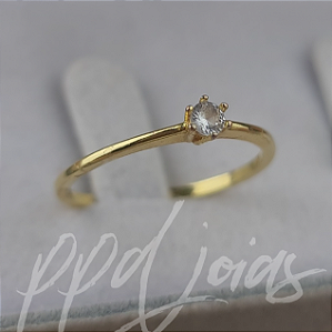 Solitário Anel de Noivado Ariel - Ouro 18k