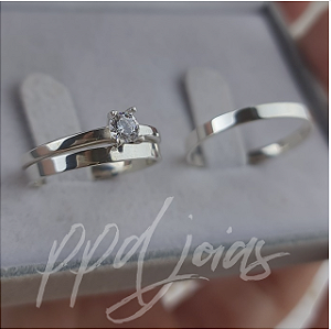 Kit compromisso Milão (2mm) - Prata 950