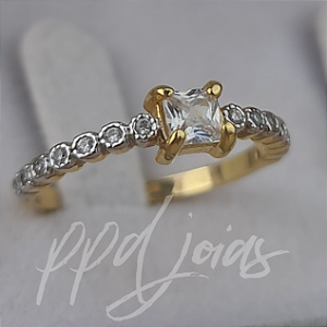 Solitário Square - Ouro 18k