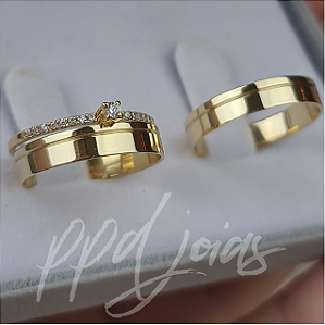 Kit de casamento Vivar (4mm) - Ouro 18k