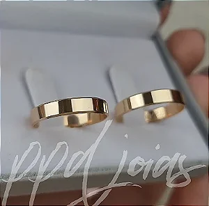 Par de Alianças Itália em Ouro 18k Rose (4mm) com Chanfro Lateral