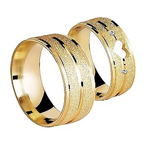 Par Aliança Love- 3 Camadas Ouro 18K