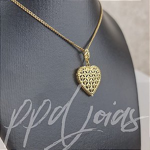 Colar e Pingente Coração - Ouro 18k