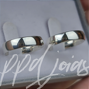 Par de Alianças Tradicional (5mm) - Prata 950