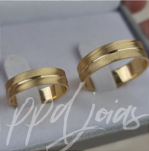 Par de Aliança Macau Plus (6mm) - Ouro 18k