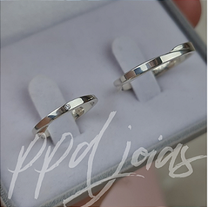 Par de Aliança Semi torcida (3mm) - Prata 950