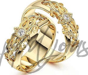 Par de Alianças Amarilis (7mm) - Ouro 18k