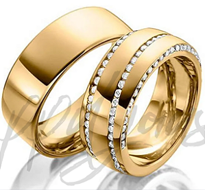 Par de Alianças Cravina (8mm) - Ouro 18k