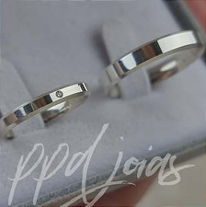 Par de Aliança Itália (3/4mm) - Prata 950