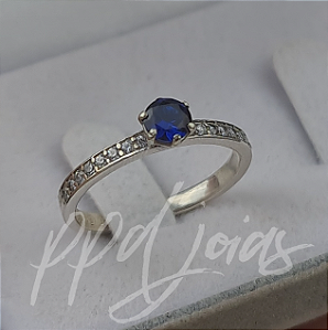 Solitário Raven Color Azul - Prata 950