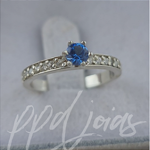 Solitário Raven Color Azul - Prata 950