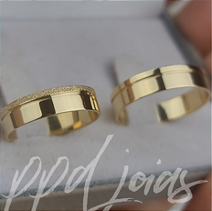 Par de Aliança Vivar Mix (5mm) - Ouro 18k