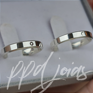 Par de Aliança Eclipse Itália (4mm) - Prata 950