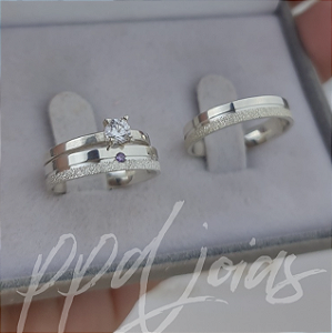Kit compromisso Mafra Roxo (4mm) - Prata 950