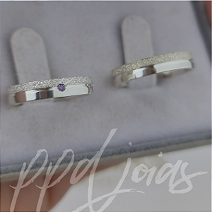 Par de Aliança Mafra Roxo (4mm) - Prata 950