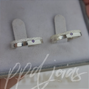 Par de Aliança Mafra Roxo P. (4mm) - Prata 950