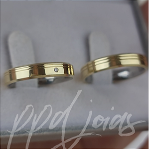 Par de Aliança Itália 2 frisos (4mm) - Moeda antiga