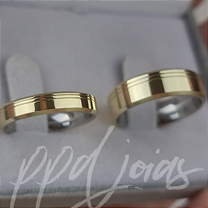 Par de Aliança Itália 2 frisos (4/6mm) - Moeda antiga