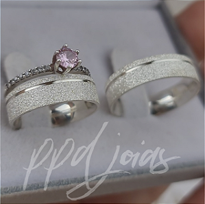 Kit compromisso Vivar Rosa (6mm) - Prata 950